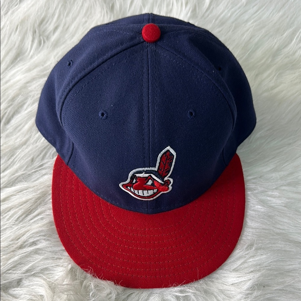 Cleveland Indians fitted size 7 1/2 cap. Worn. New era.